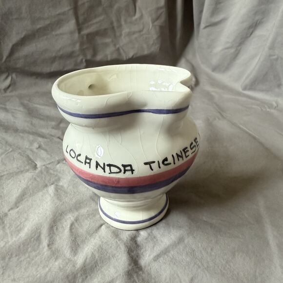 Vintage "Locanda Ticinese Lucerna" Restaurant Swiss Ceramic Creamer Dish 4" Tall - Picture 2 of 10